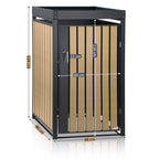 Bin storage box, anthracite RAL 7016, door in wood look (beech), incl. green roof
