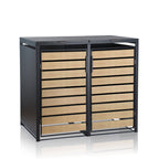 Ensemble de 2 poubelles, anthracite RAL 7016, porte aspect bois
