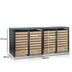 Ensemble de 4 poubelles, anthracite RAL 7016, porte aspect bois