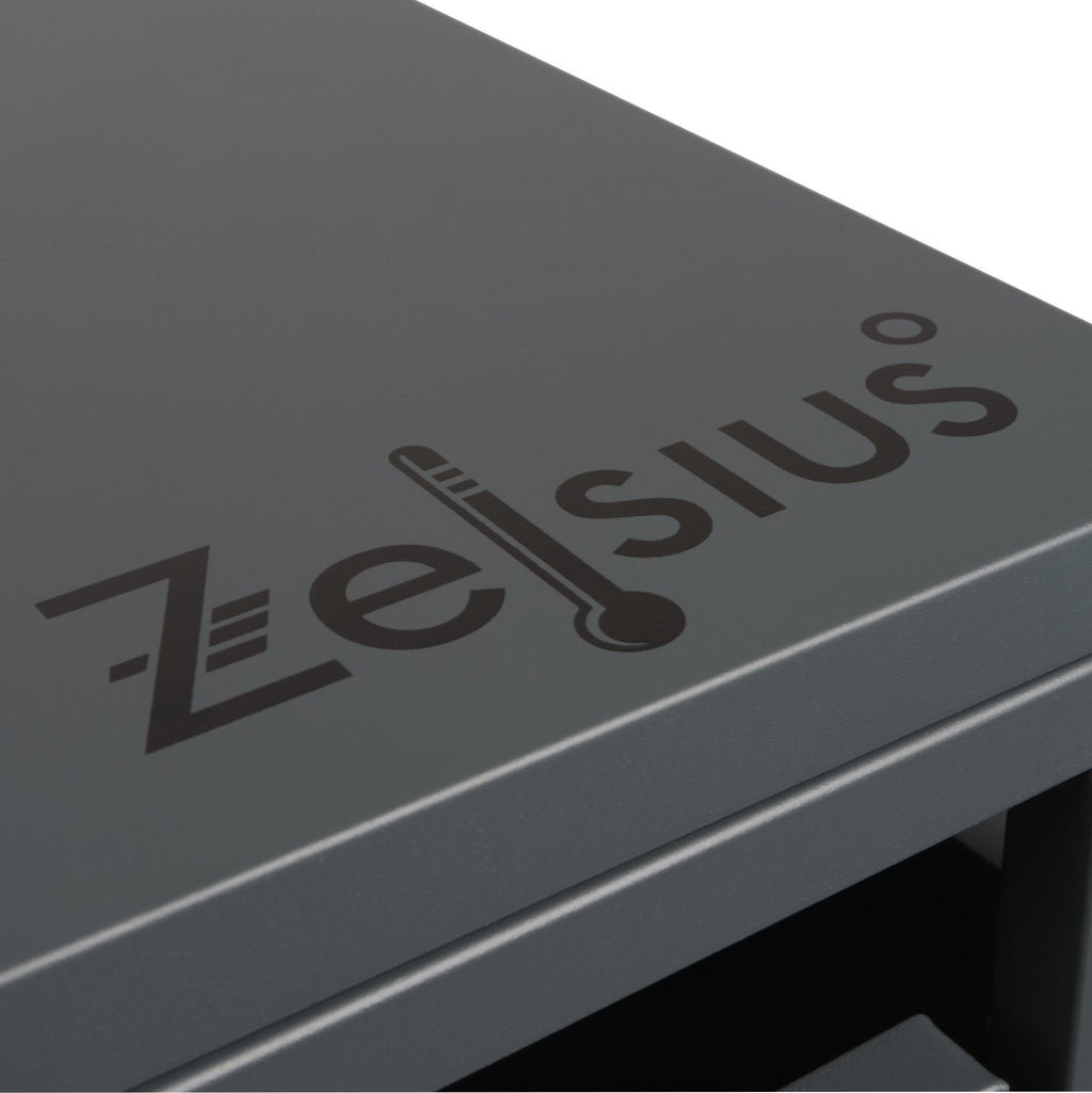 Bin storage box, anthracite RAL 7016, door in wood look