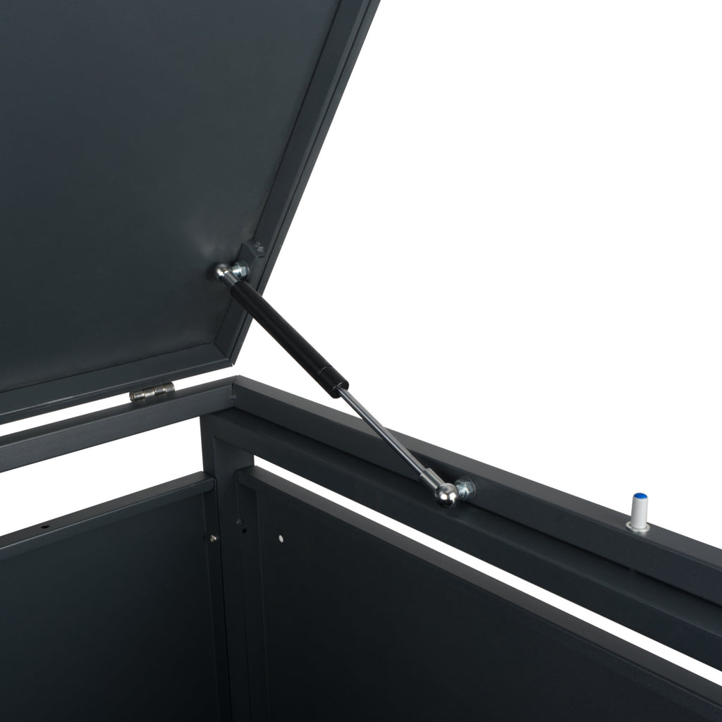 Bin storage box, anthracite RAL 7016, door in wood look