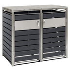 Ensemble de 4 poubelles de rangement, anthracite RAL 7016, éléments en acier inoxydable