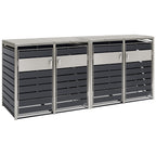 Ensemble de 4 poubelles de rangement, anthracite RAL 7016, éléments en acier inoxydable