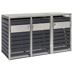Ensemble de 3 poubelles de rangement, anthracite RAL 7016, éléments en acier inoxydable