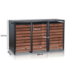 Mülltonnenbox, 3er Set, Anthrazit RAL 7016, Tür in Holzoptik
