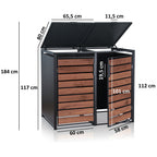 Ensemble de 2 poubelles, anthracite RAL 7016, porte aspect bois