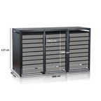 Mülltonnenbox, 3er Set, Anthrazit RAL 7016, Tür in Holzoptik