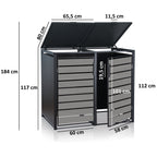 Ensemble de 2 poubelles, anthracite RAL 7016, porte aspect bois