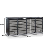 Ensemble de 4 poubelles, anthracite RAL 7016, porte aspect bois