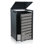 Mülltonnenbox, 3er Set, Anthrazit RAL 7016, Tür in Holzoptik