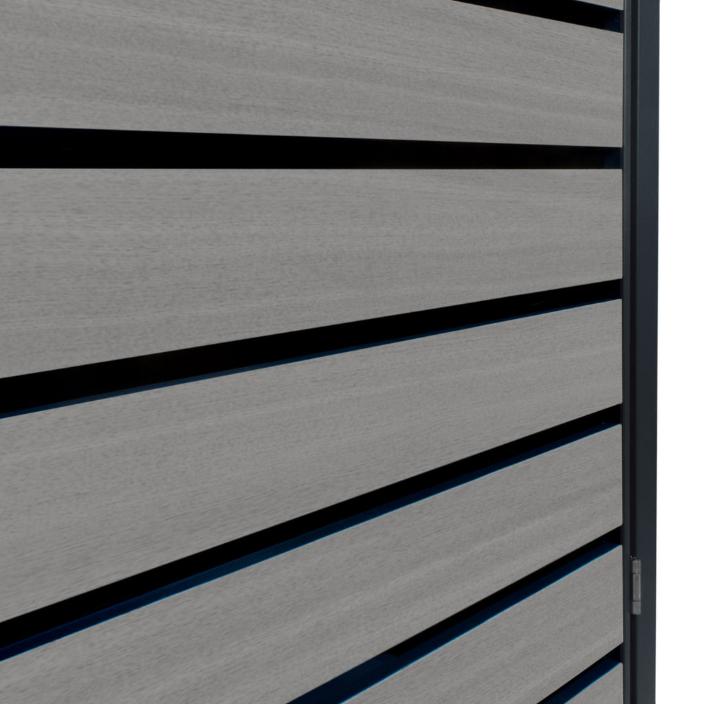 Ensemble de 3 poubelles, anthracite RAL 7016, porte imitation bois
