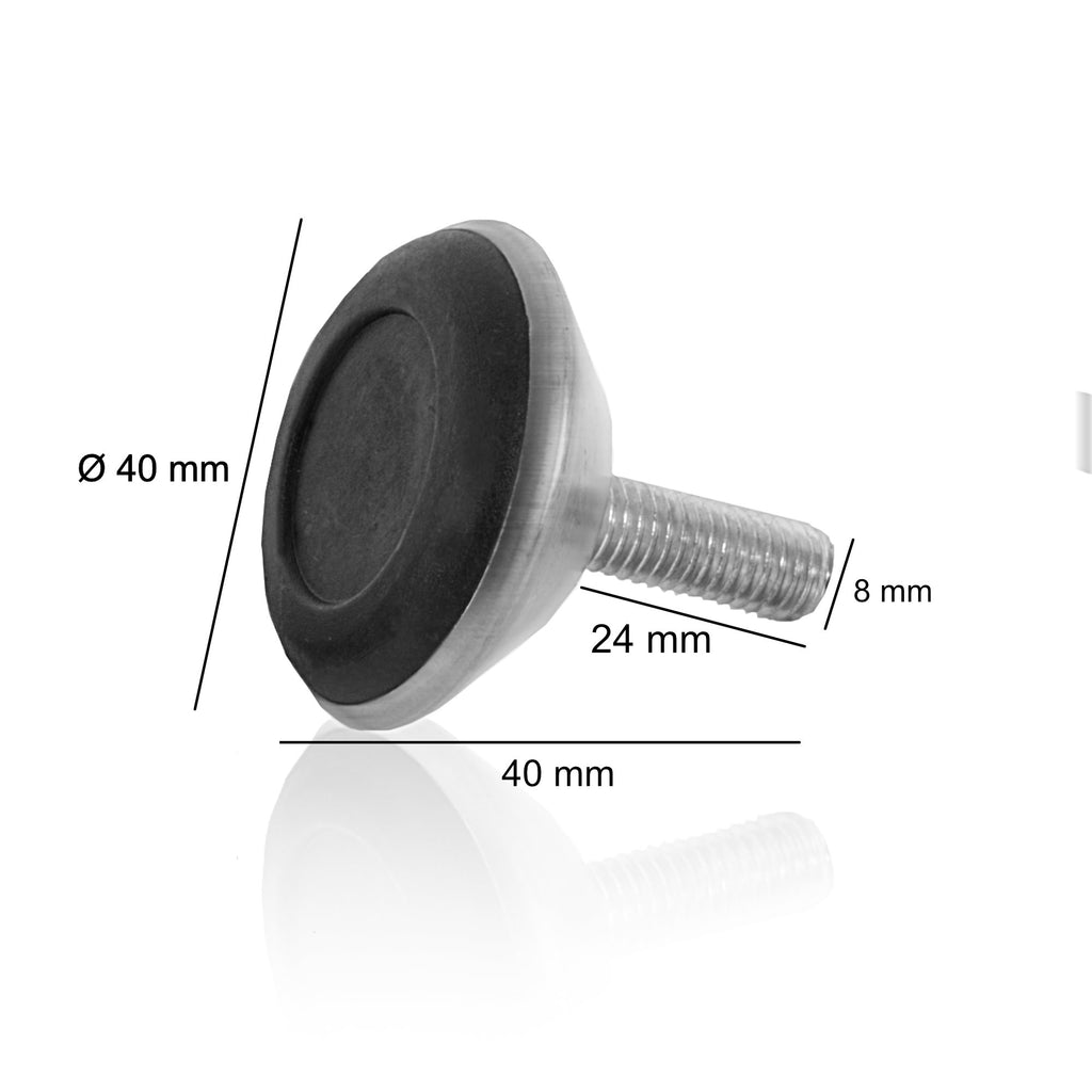 Furniture feet, set of 4, Ø 40 mm, thread Ø 8 mm, M8