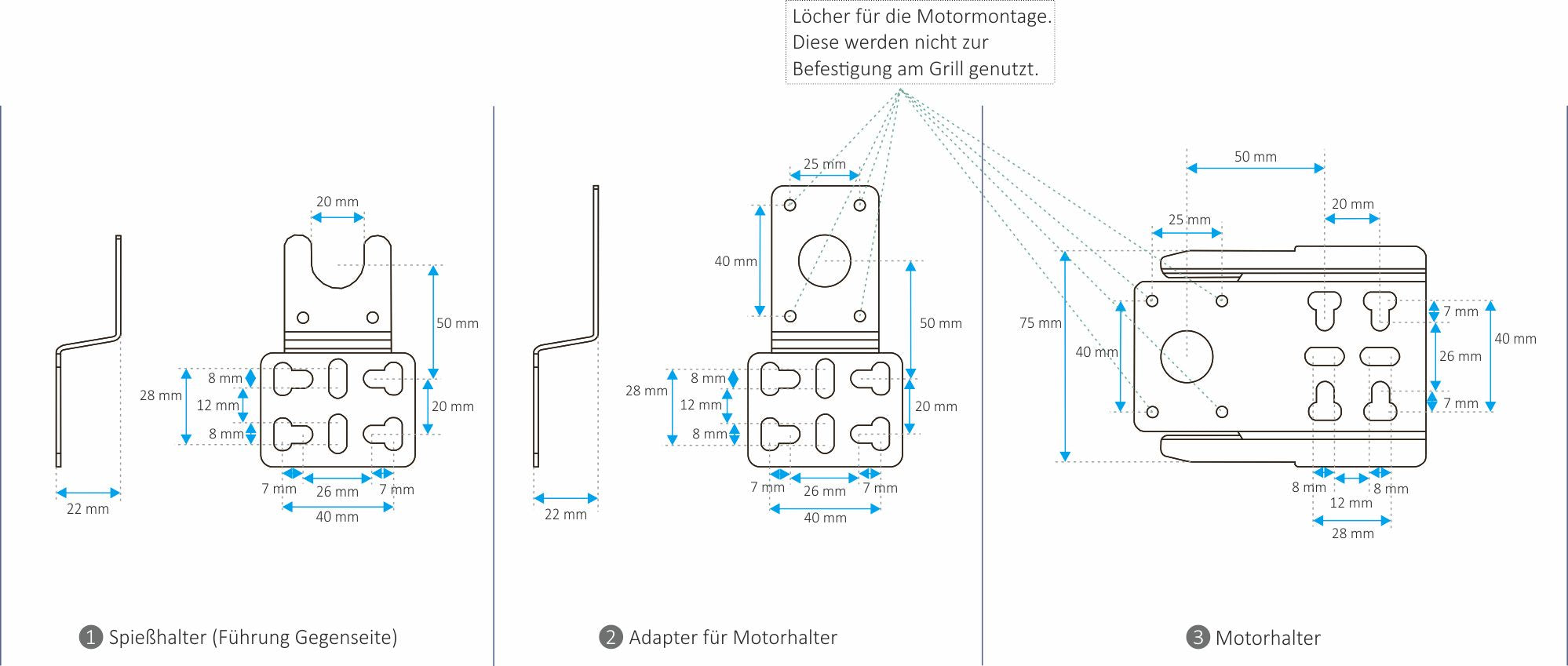 Ensemble de brochettes pour barbecue, 100 cm, comprenant un moteur en acier inoxydable et des dents pour la viande, pour jusqu'à 10 kg d'aliments.
