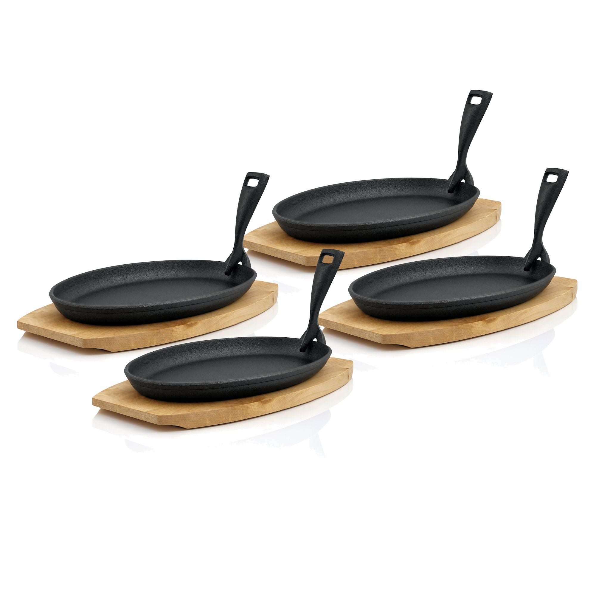 Serving pan, 27 x 18 cm, cast iron, including wooden board