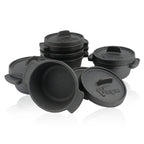 Serving pots, set of 6, Ø 11 cm, cast iron