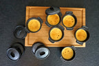 Serving pots, set of 6, Ø 11 cm, cast iron