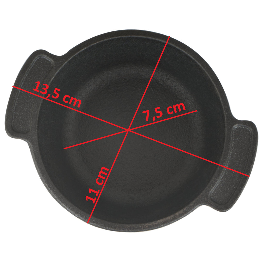 Serving pots, set of 6, Ø 11 cm, cast iron