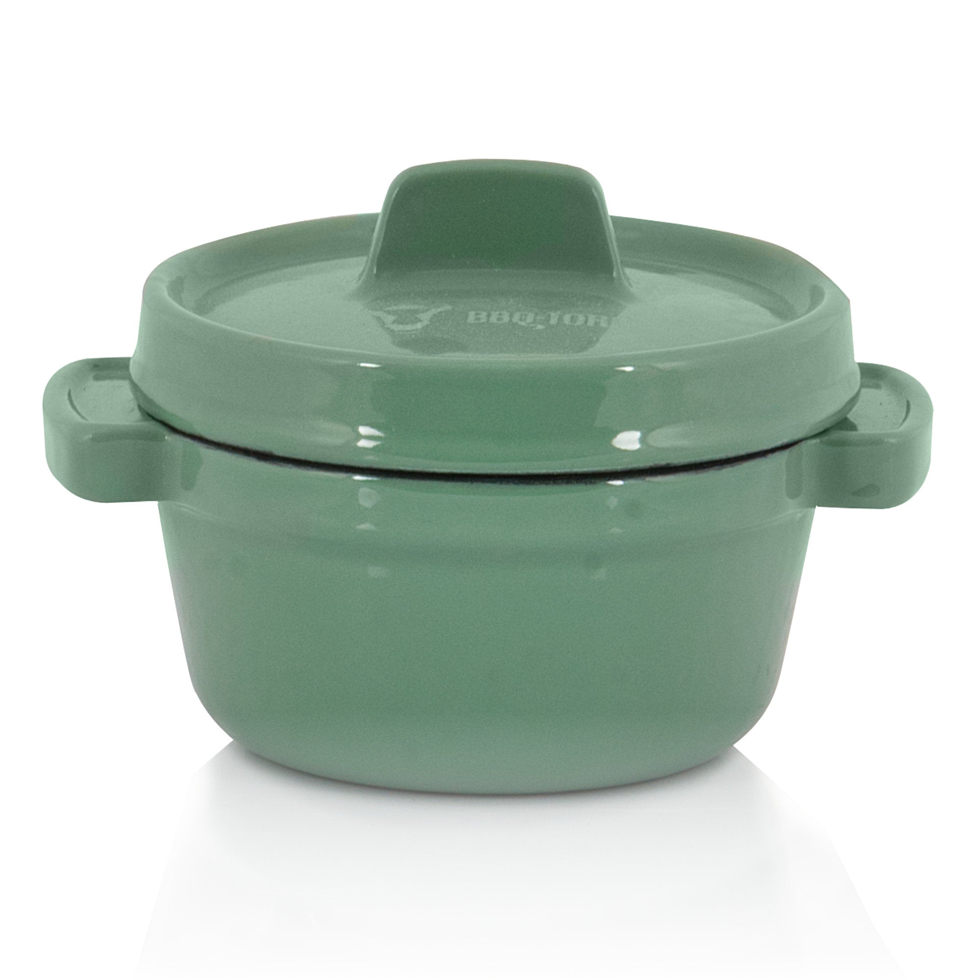 Cocotte, lot de 6, 250 ml chacune, verte, en fonte émaillée