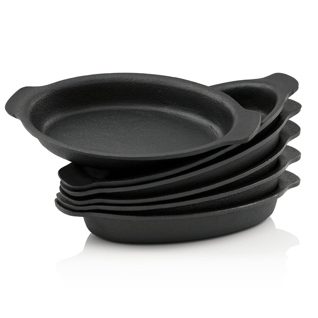 Serving pans, set of 6, 22.5 x 13 cm, oval, cast iron