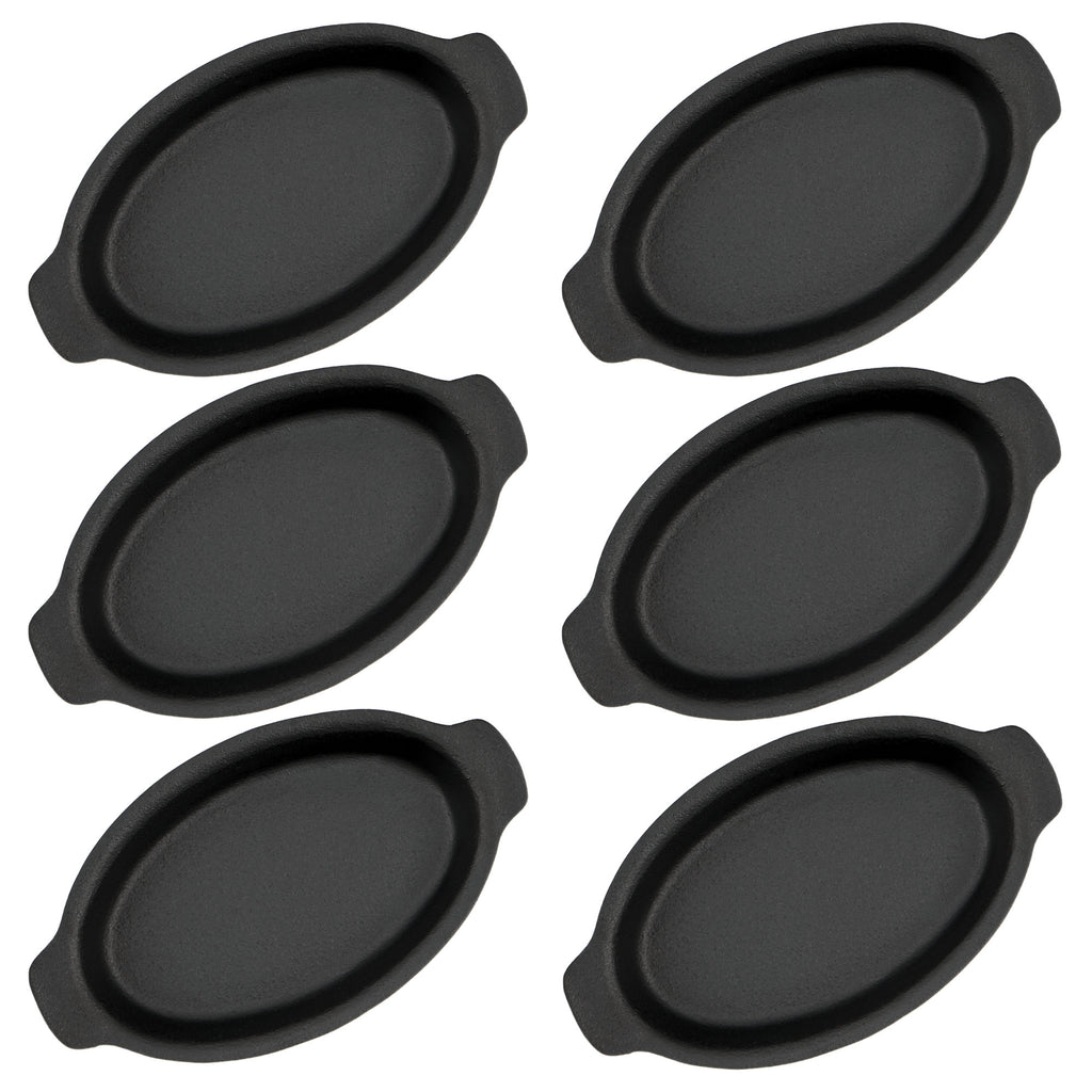 Serving pans, set of 6, 22.5 x 13 cm, oval, cast iron