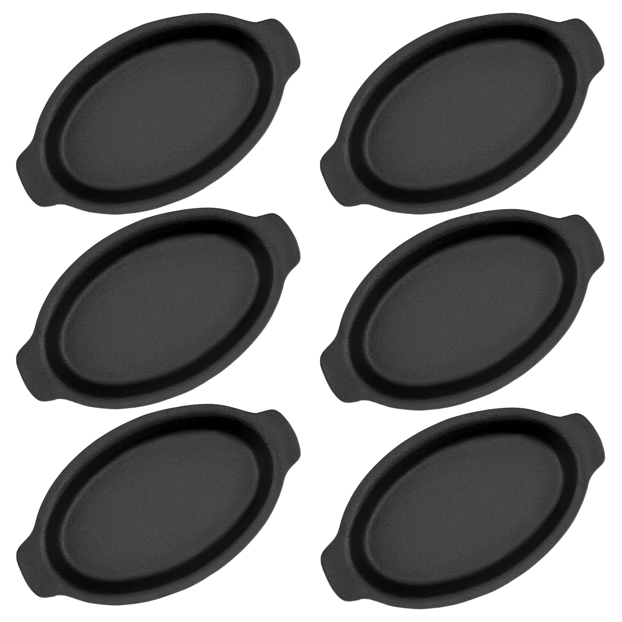 Serving pans, set of 6, 22.5 x 13 cm, oval, cast iron
