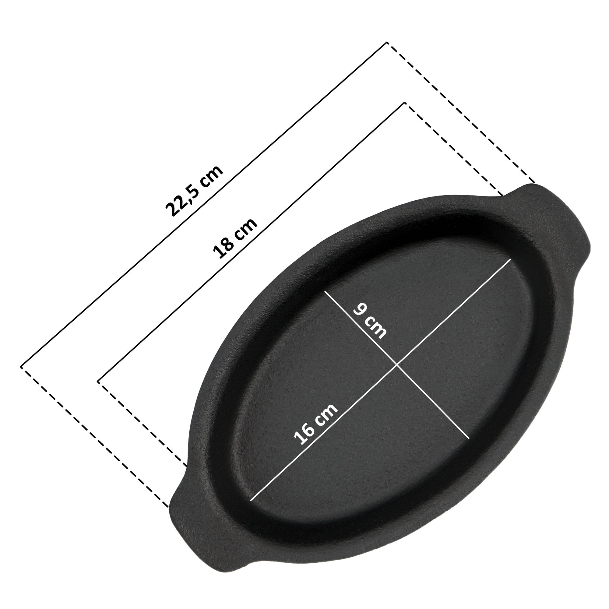 Serving pans, set of 6, 22.5 x 13 cm, oval, cast iron