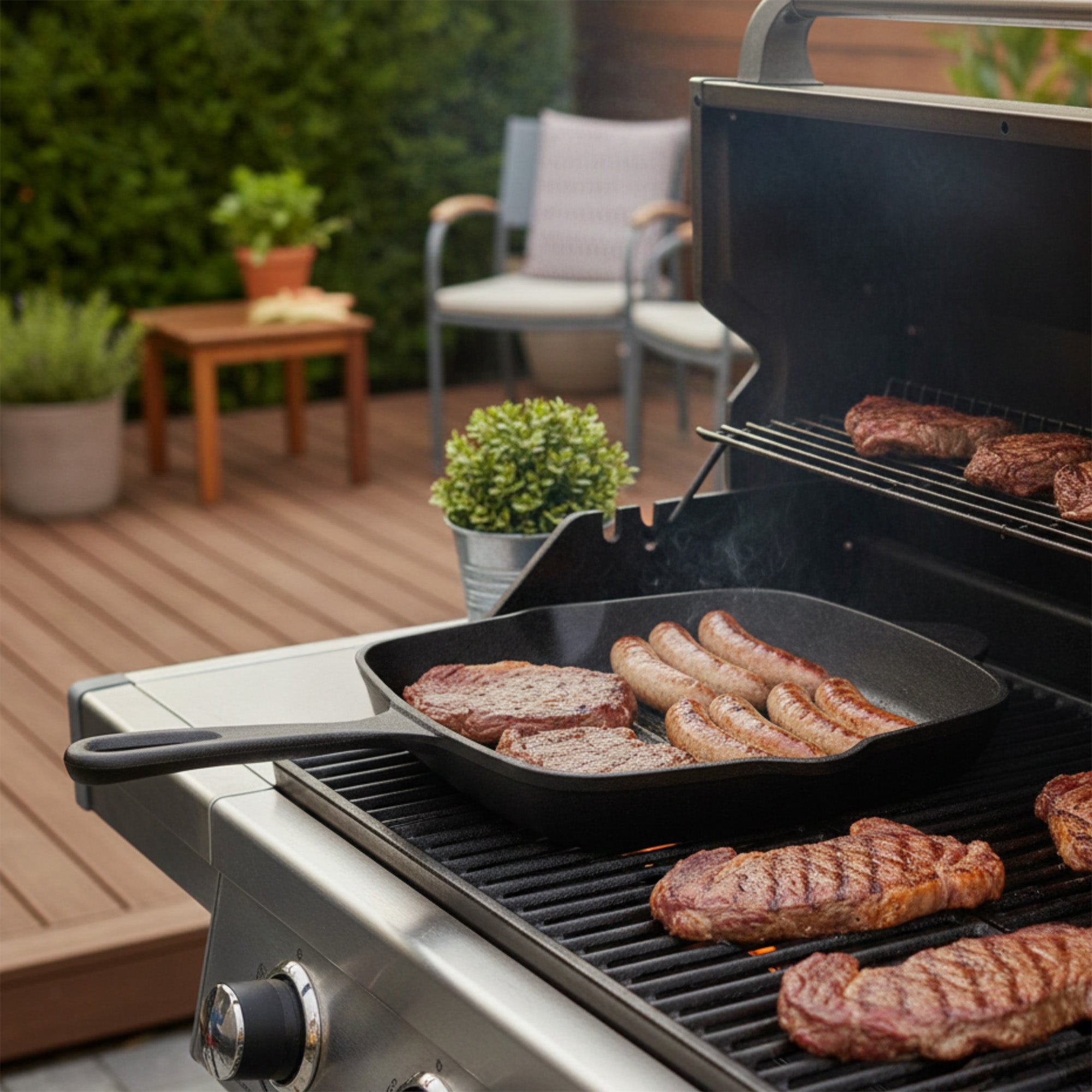 Poêle à griller, 26 x 26 cm, en fonte