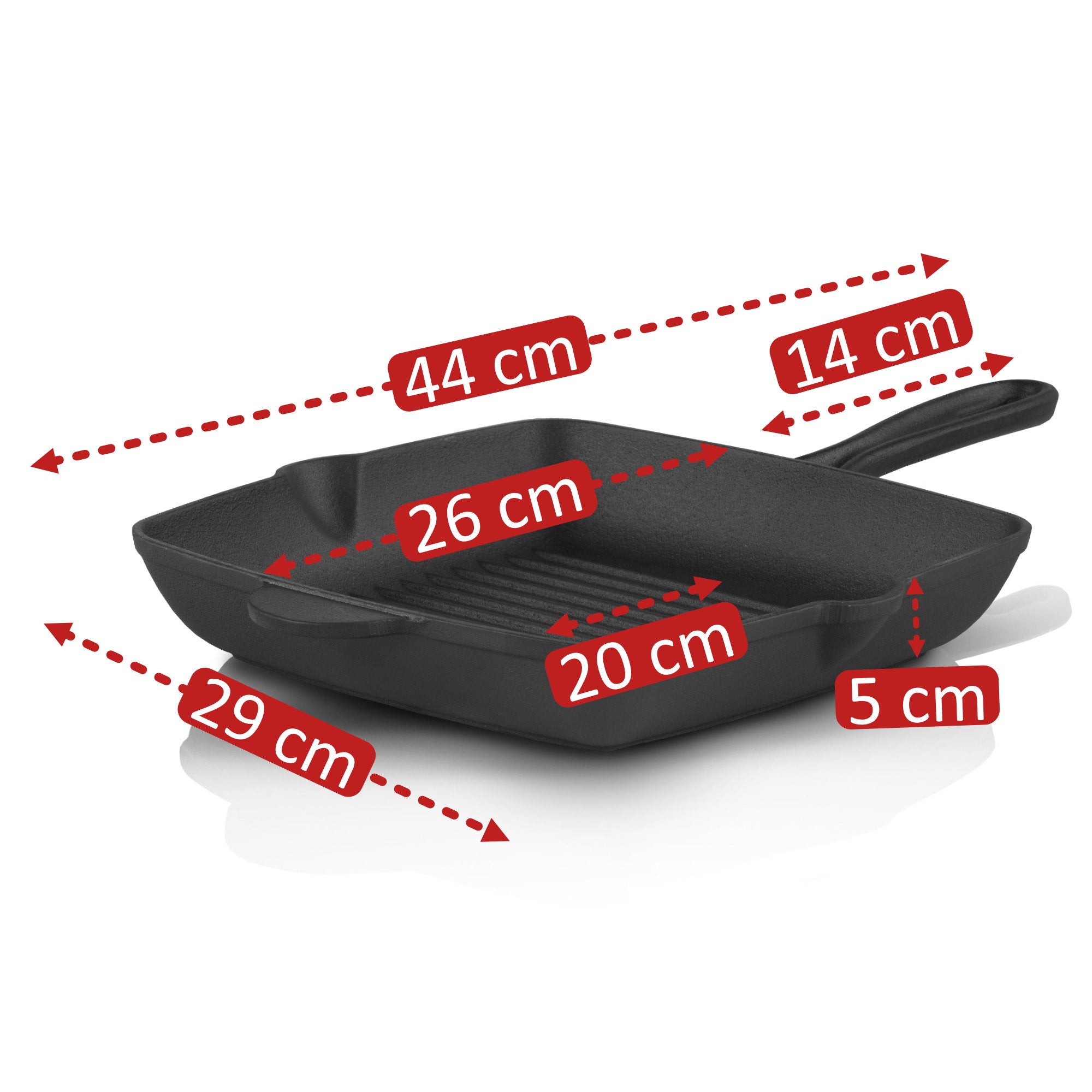 Poêle à griller, 26 x 26 cm, en fonte