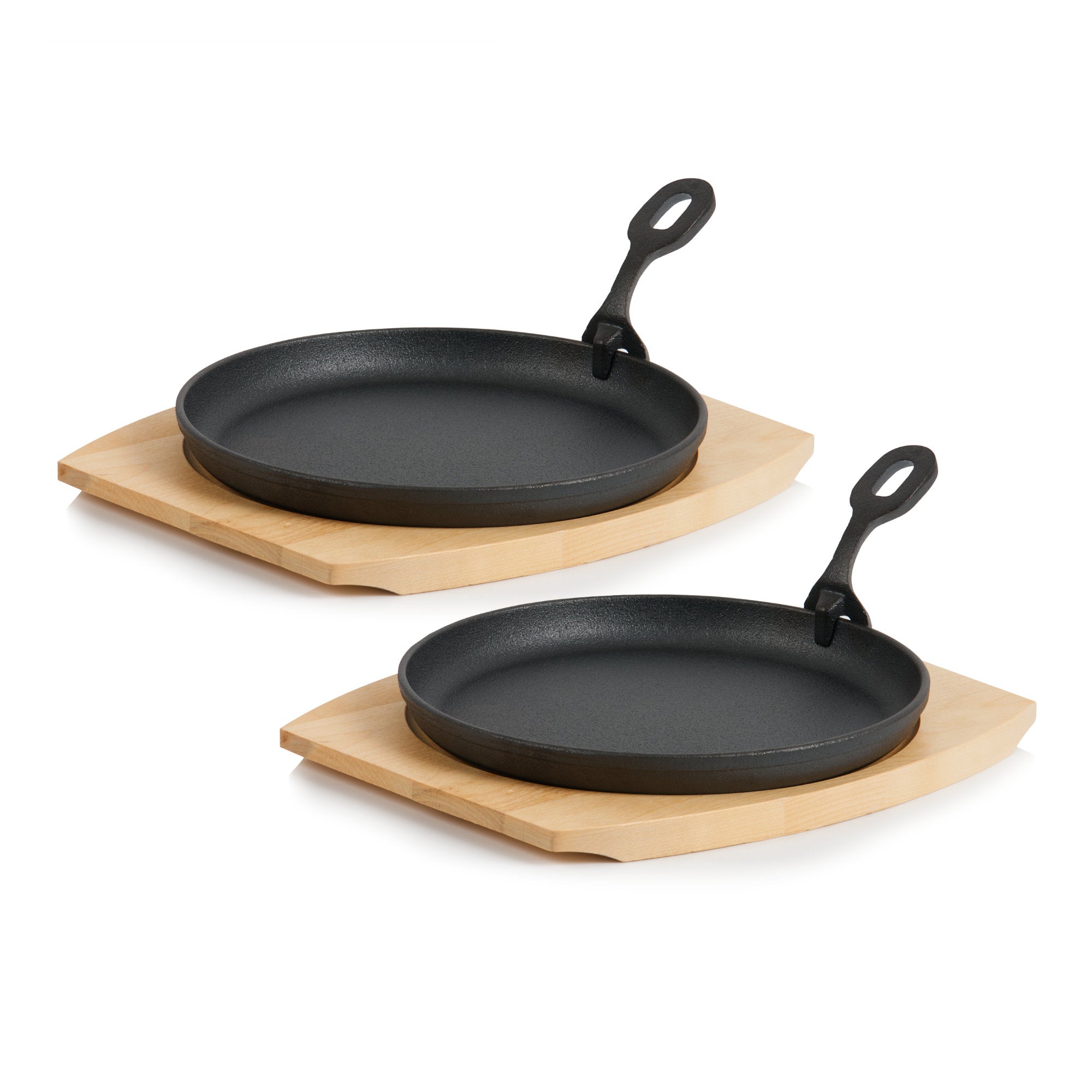 Serving pan, Ø 22 cm, cast iron, incl. wooden board