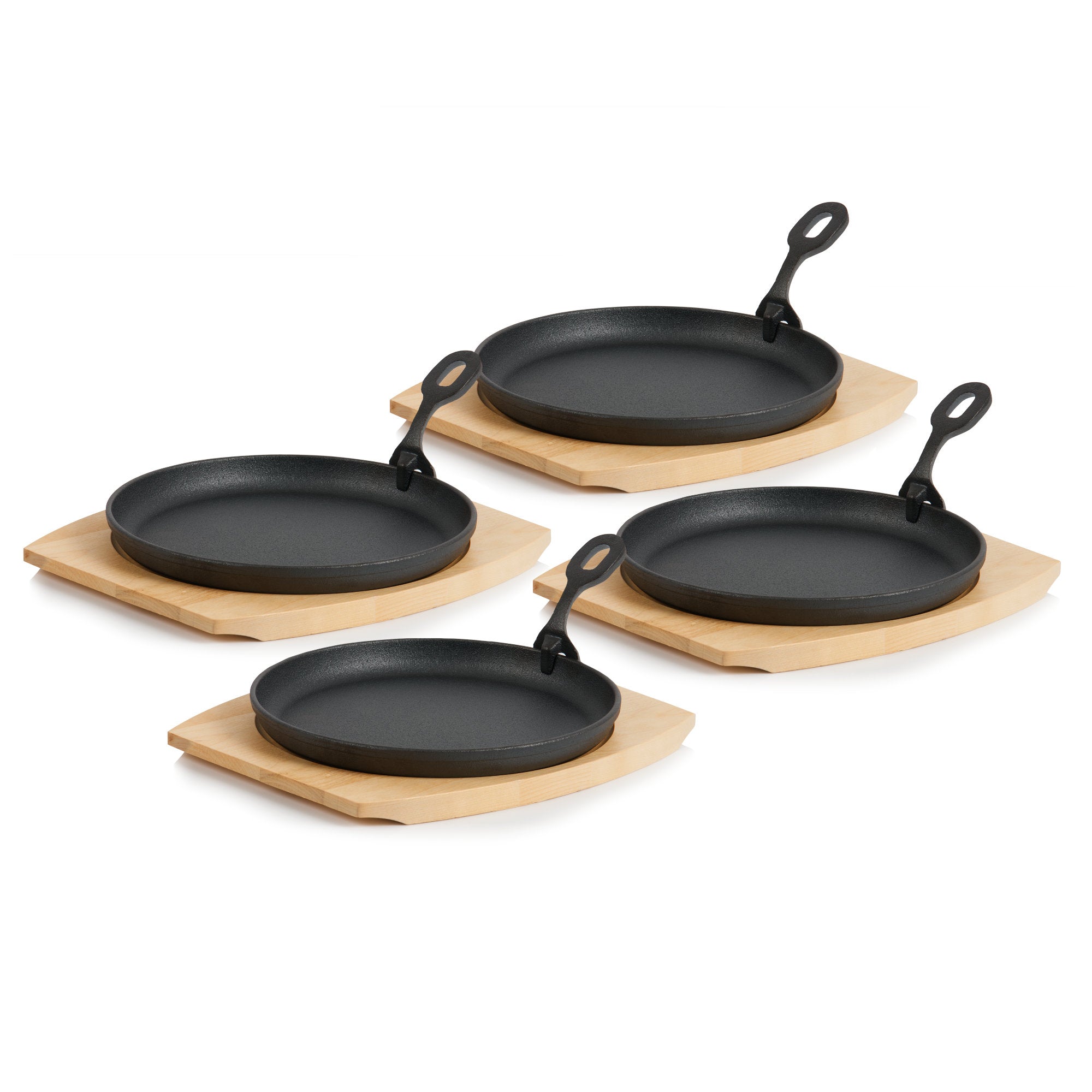 Serving pan, Ø 22 cm, cast iron, incl. wooden board