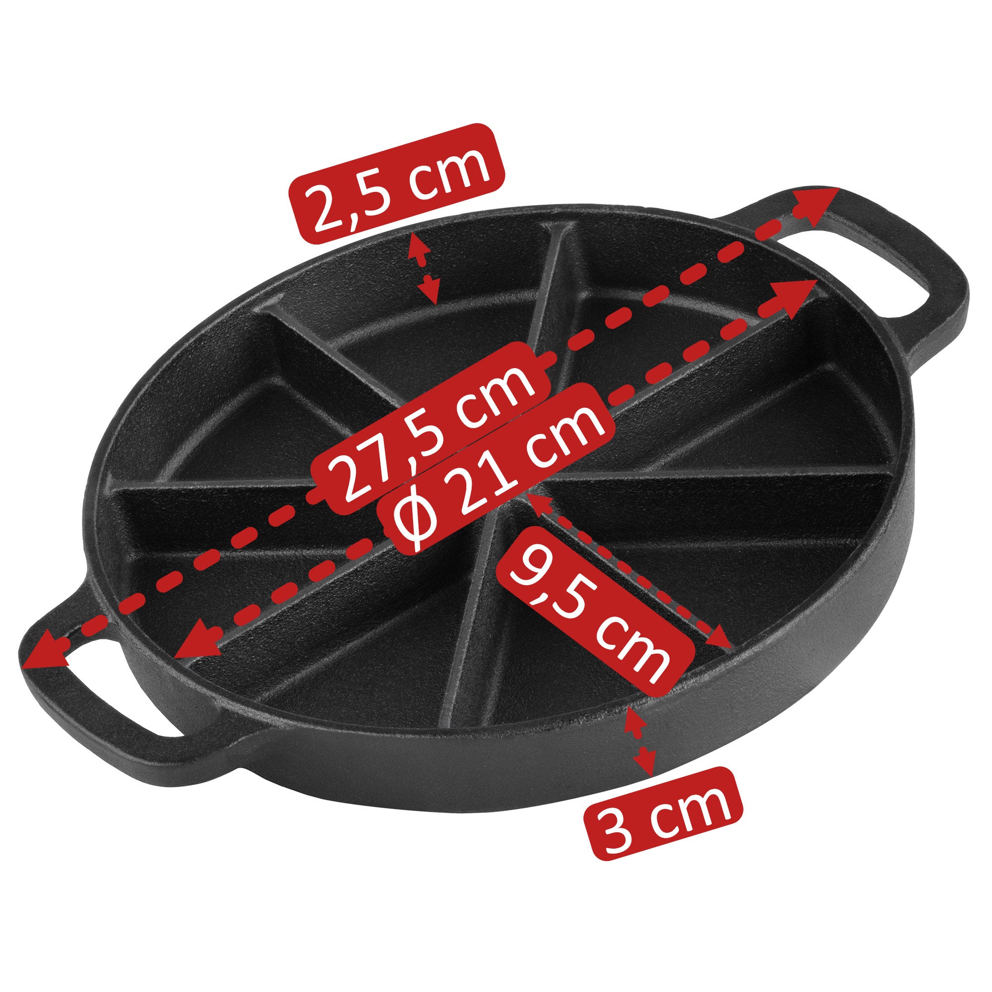 Poêle à pain de maïs, Ø 21 cm, avec 8 zones de cuisson