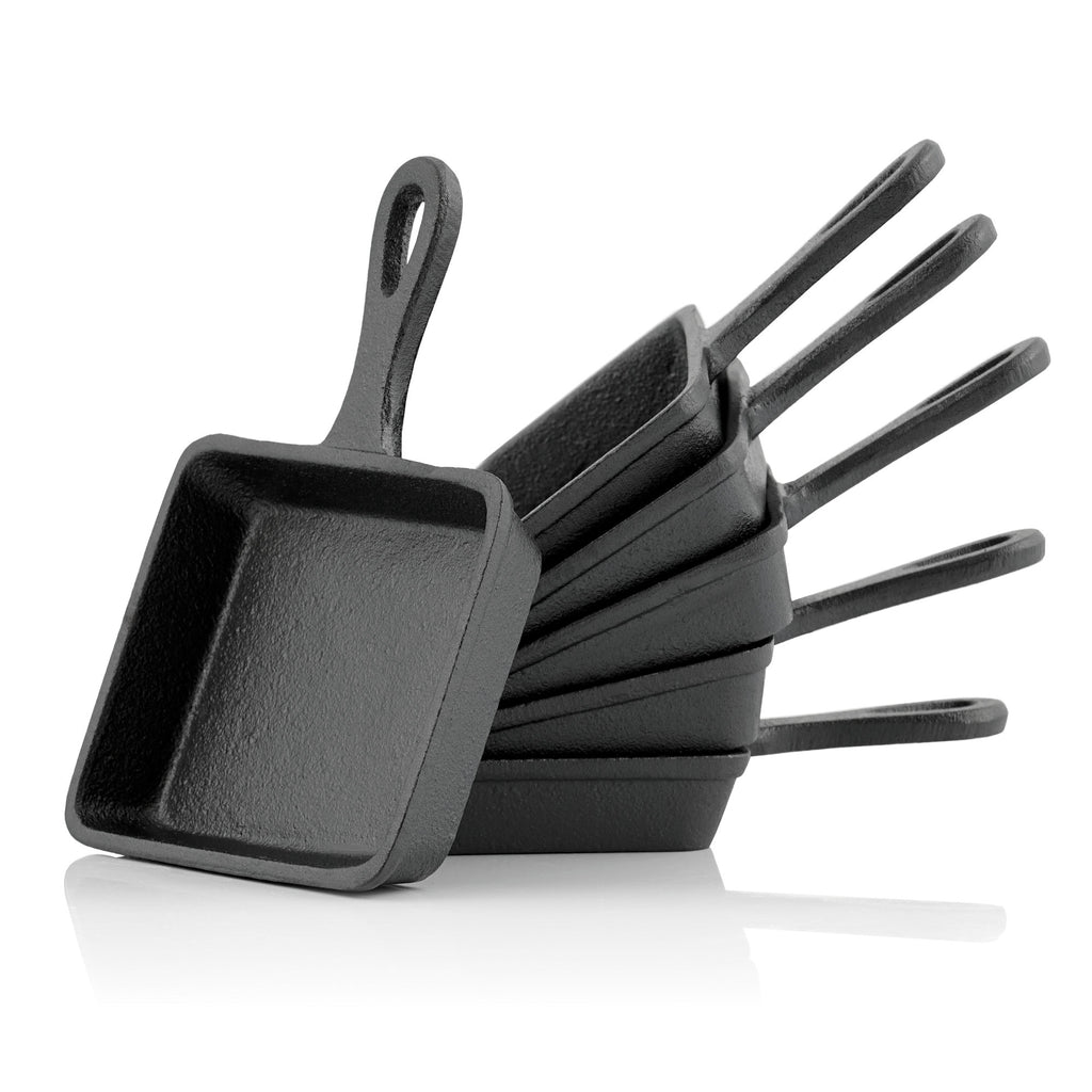 Raclette pans, set of 6, 12.5 x 18 cm, cast iron