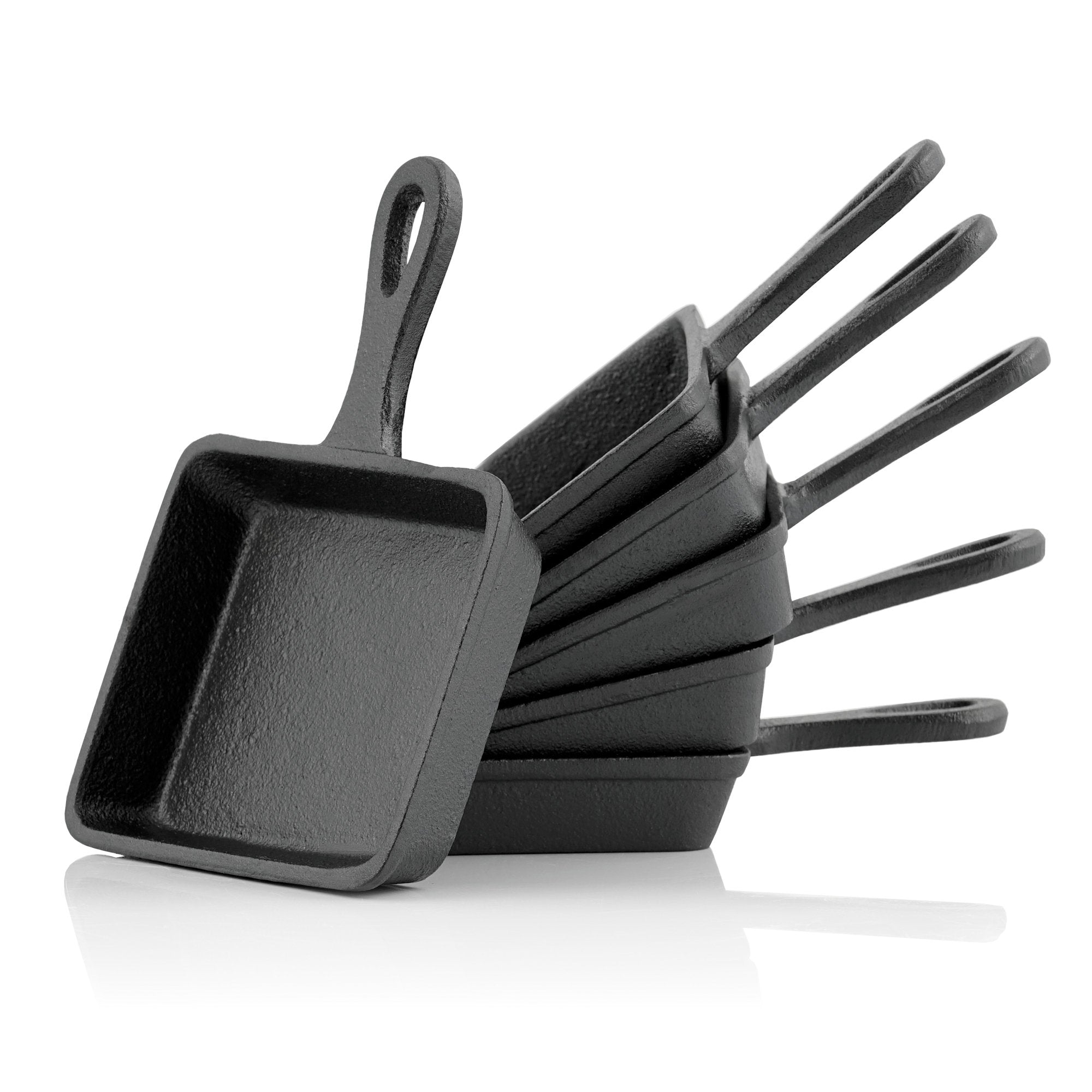 Raclette pans, set of 6, 12.5 x 18 cm, cast iron