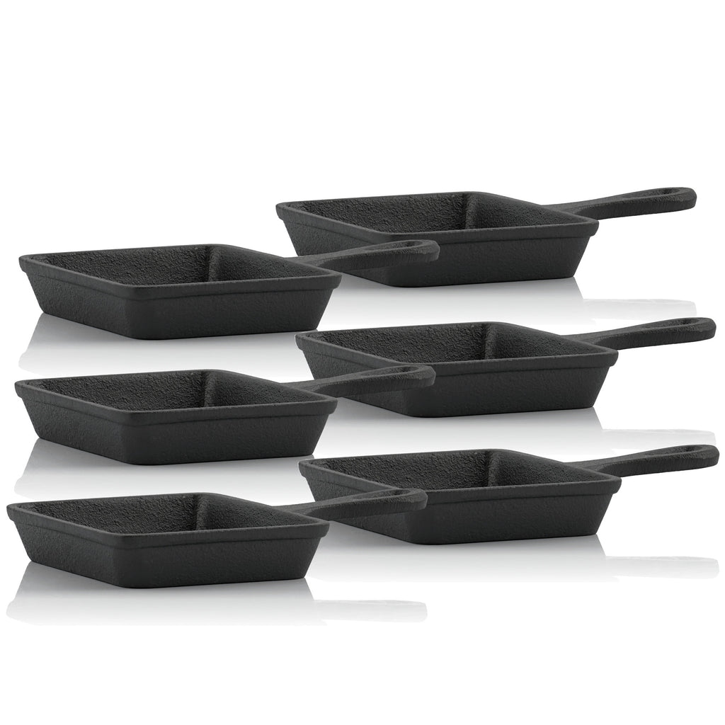 Raclette pans, set of 6, 12.5 x 18 cm, cast iron