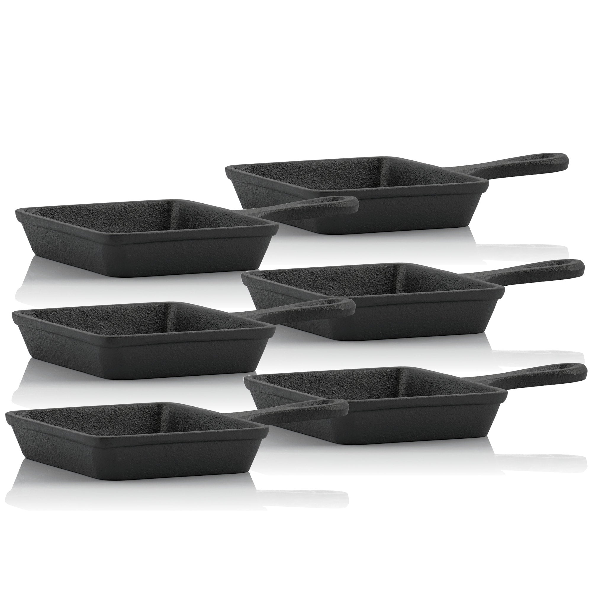 Raclette pans, set of 6, 12.5 x 18 cm, cast iron