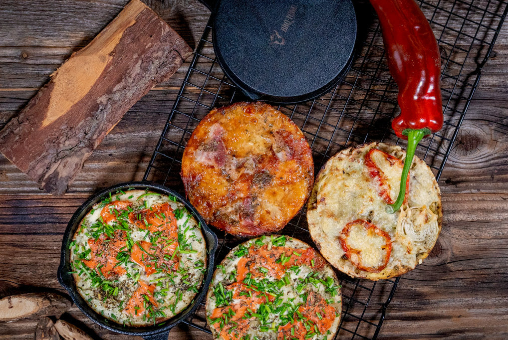 Grill pans, set of 6, Ø 12.5 cm, cast iron