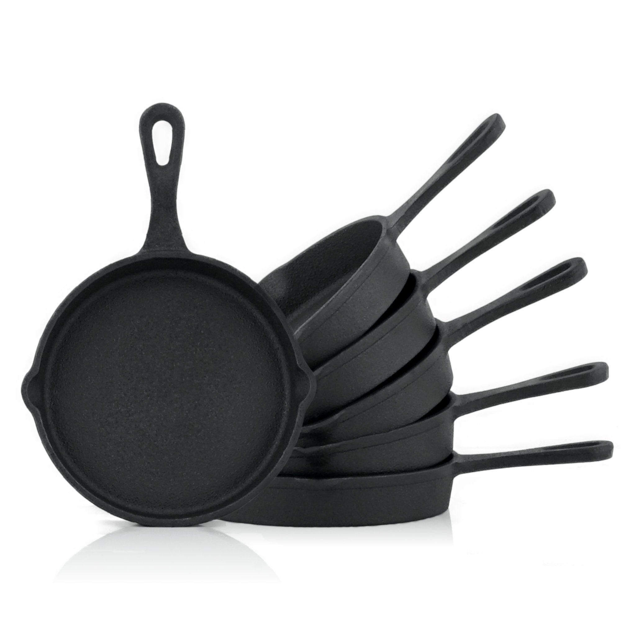 Grill pans, set of 6, Ø 12.5 cm, cast iron