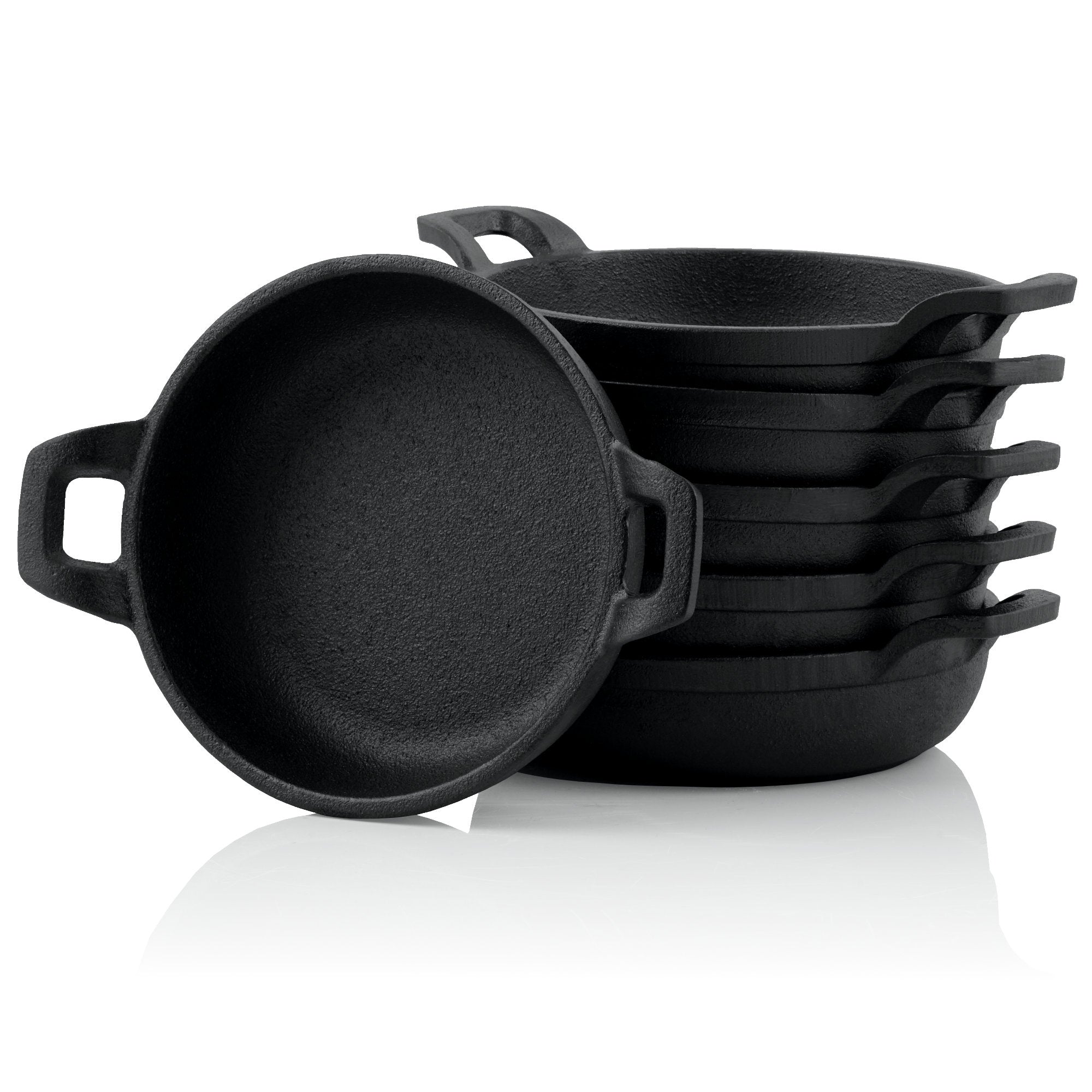 Grill pans, set of 6, Ø 13 cm, cast iron
