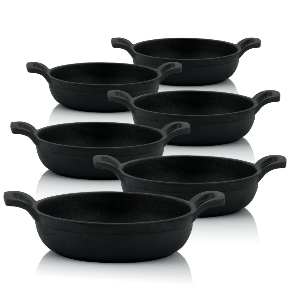 Grill pans, set of 6, Ø 13 cm, cast iron