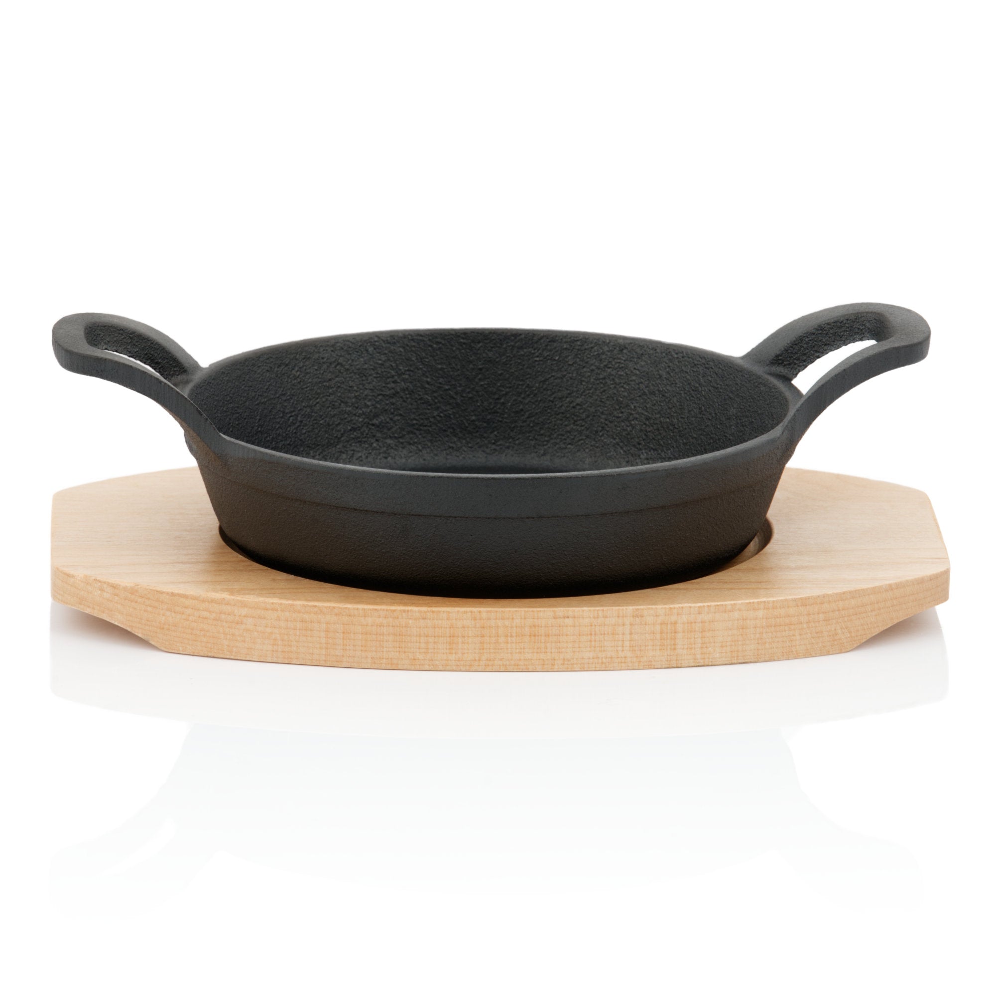 Serving pan, Ø 16 cm, cast iron, including wooden base