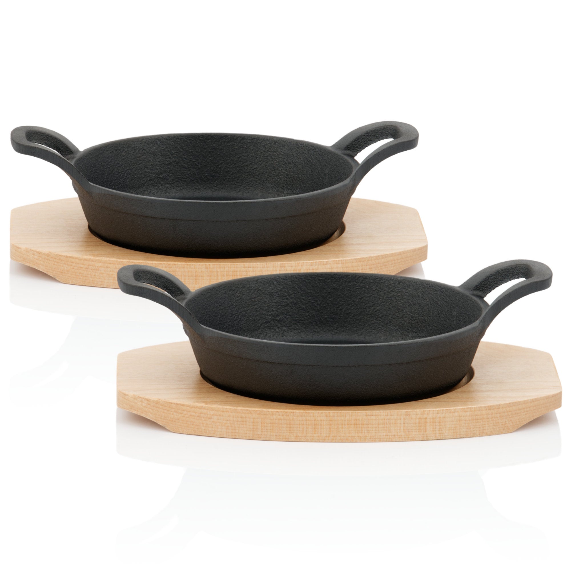 Serving pan, Ø 16 cm, cast iron, including wooden base