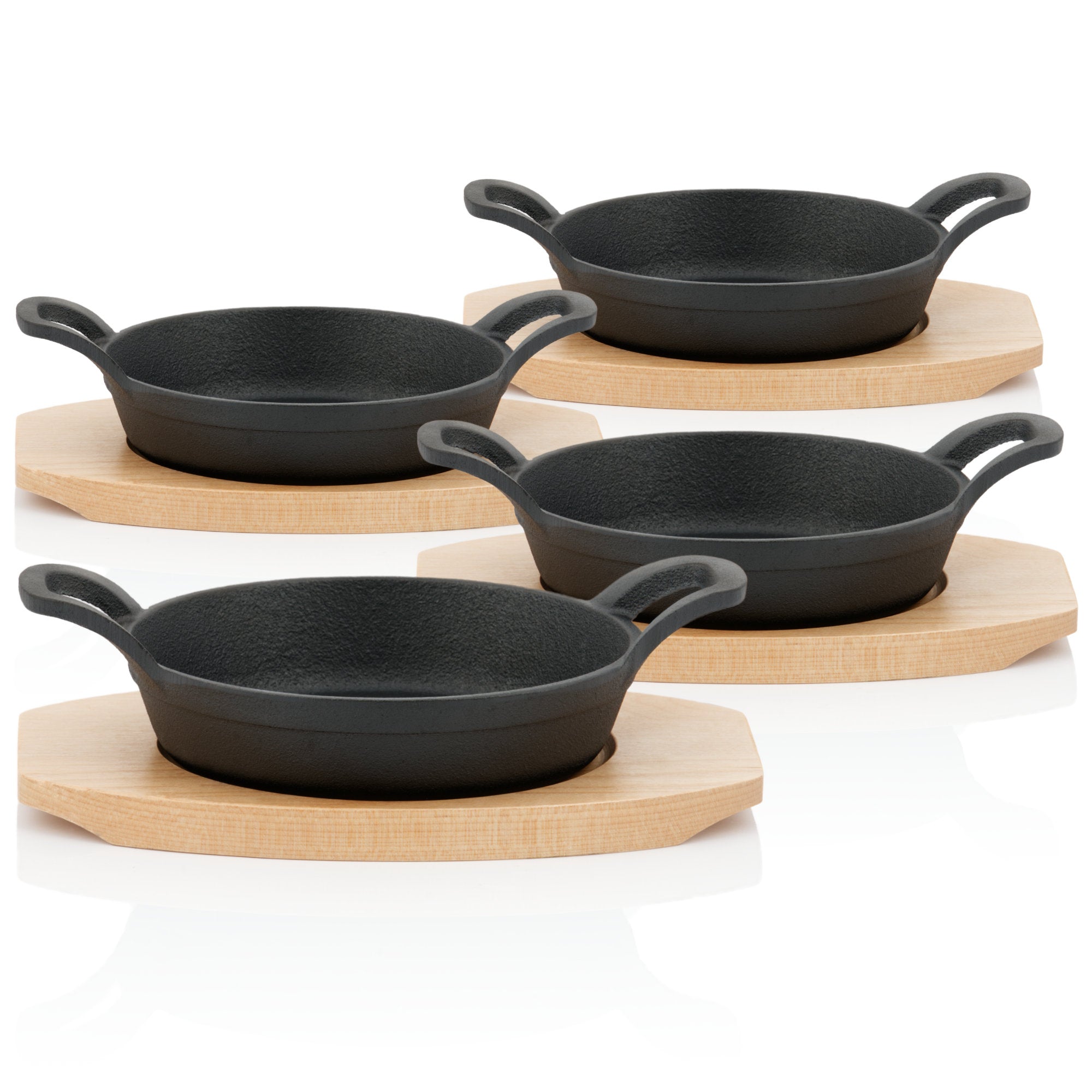 Serving pan, Ø 16 cm, cast iron, including wooden base