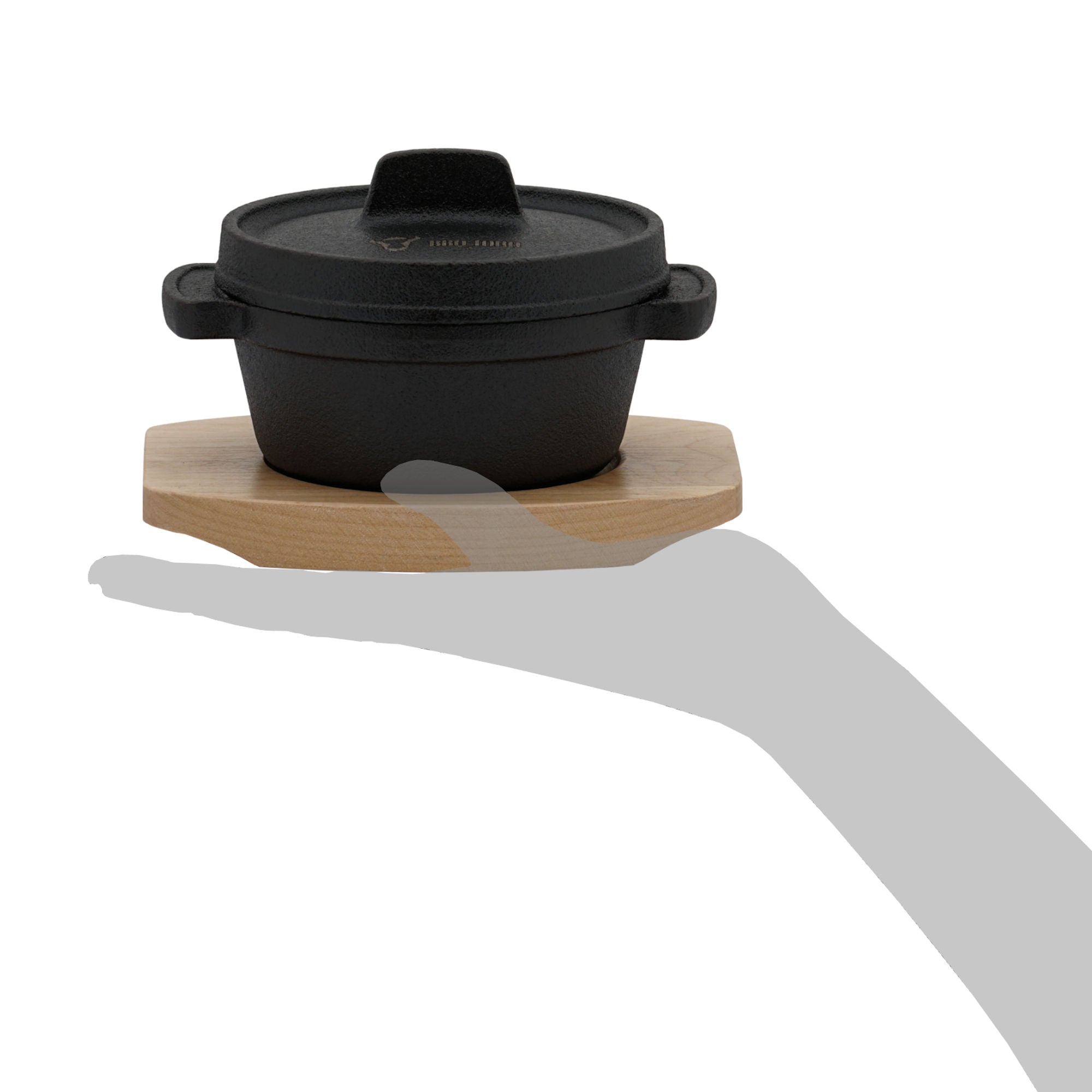 Mini Dutch oven, Ø 11 cm, cast iron, including wooden base