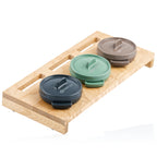 Cocottes, lot de 3, 250 ml chacune, en fonte émaillée, avec support en bois
