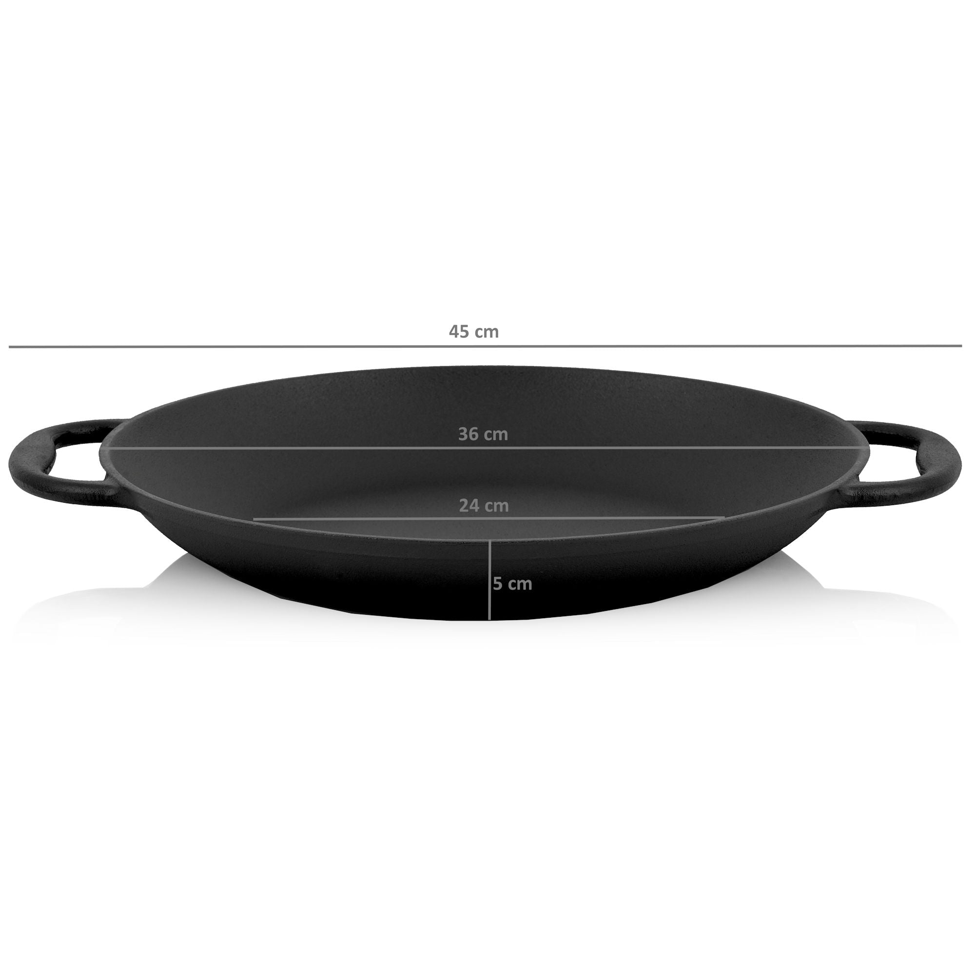 Paella pan, Ø 36 cm, cast iron, for 6 people, with handles