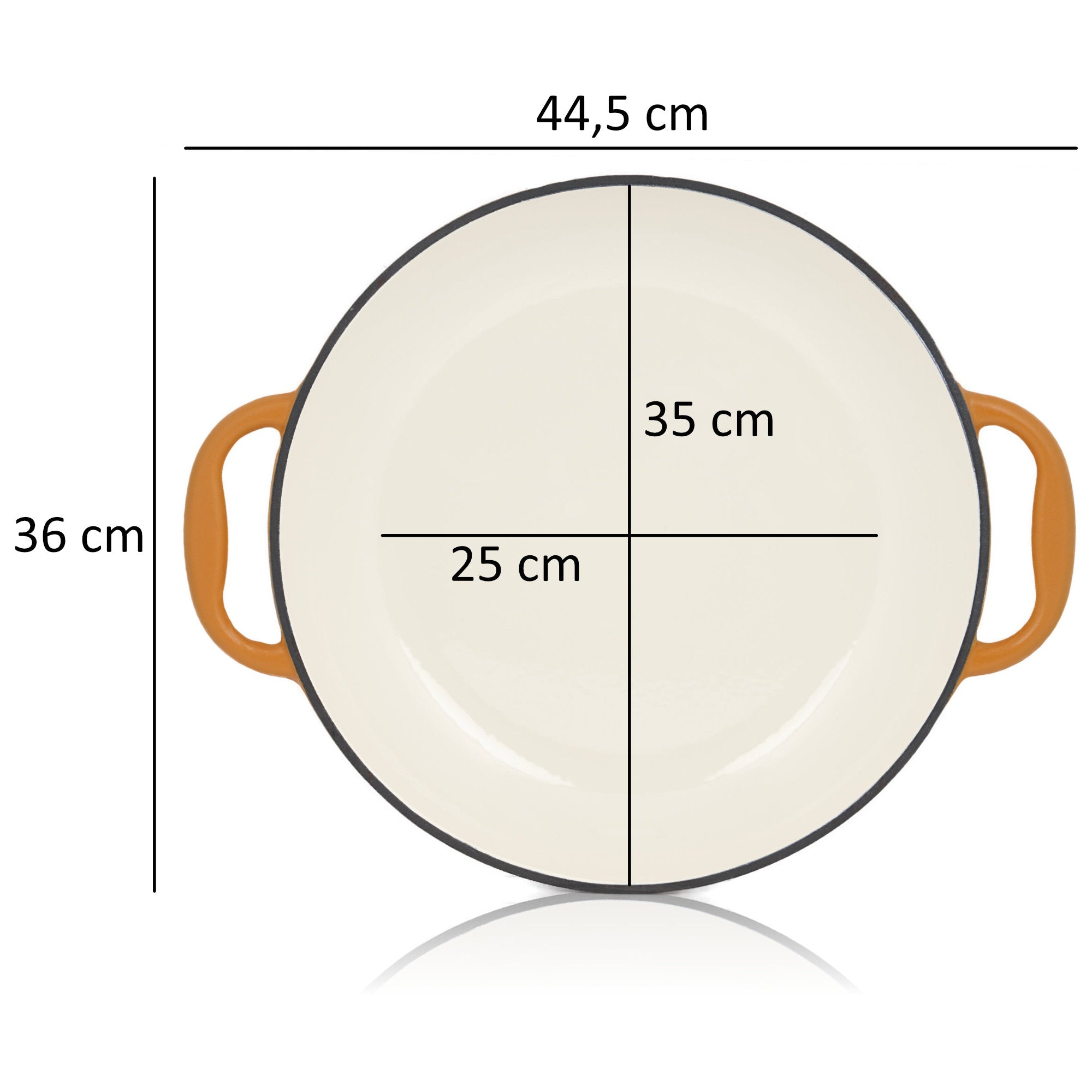 Poêle à paella, Ø 35 cm, en fonte émaillée, avec deux poignées