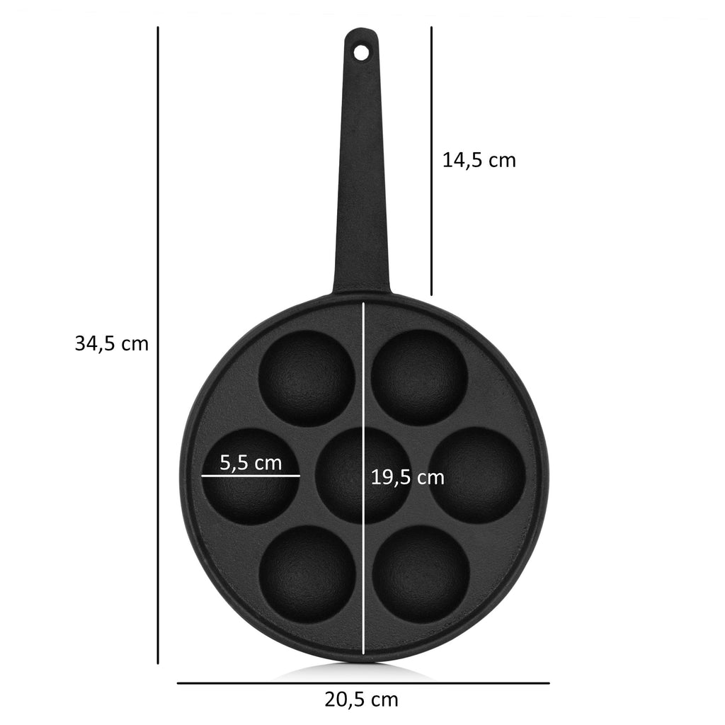 Poffertjes pan, Ø 20.5 cm, cast iron, for 7 mini pancakes