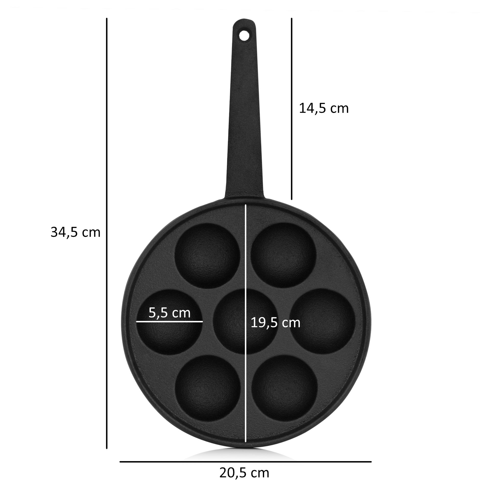 Poffertjes pan, Ø 20.5 cm, cast iron, for 7 mini pancakes