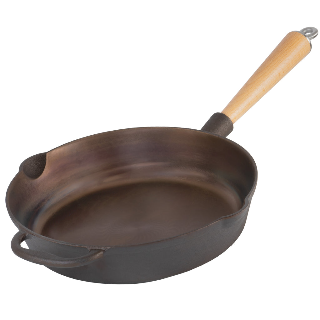 Gusseisenpfanne, Ø 27 cm, Gusseisen, poliert, mit zwei Ausgießern