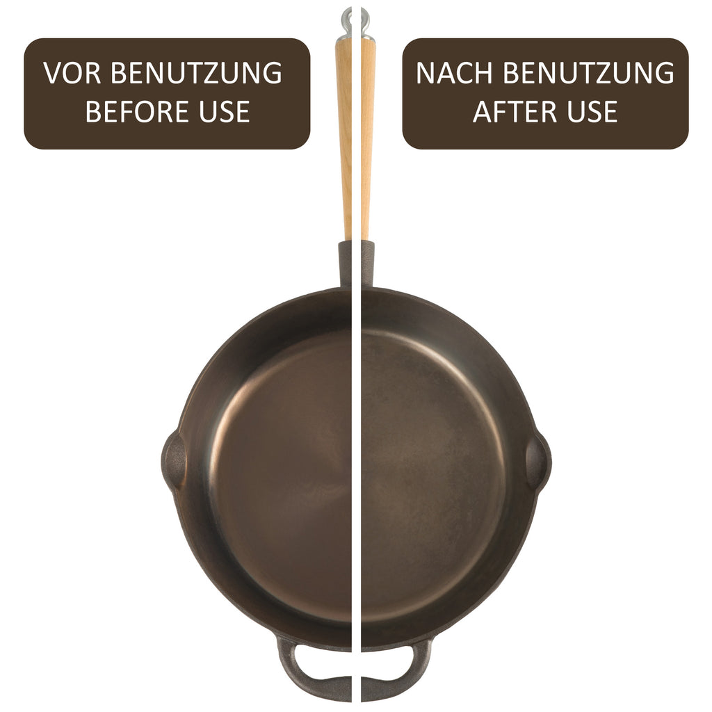 Gusseisenpfanne, Ø 27 cm, Gusseisen, poliert, mit zwei Ausgießern